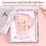 Best Mom Ever Coffee Mug Gift Set with Lid, Spoon & Coaster, 14oz Pink Marble Ceramic Cup for Mother's Day, Birthday, Christmas, Valentine's Day (Pink) - Image 8