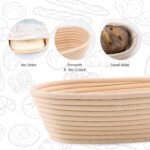 2 Pack Oval Sourdough Proofing Basket Set with Linen Liner, Natural Rattan Bread Fermentation Bowl for Artisan Baking, Splinter-Free Dough Rising Basket for Home Bakers (10 inch,Beige) - Image 6
