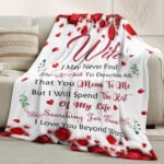 Romantic Rose Print Fleece Blanket for Wife, Soft Cozy Throw for Valentine's Day Anniversary Christmas Gift, Warm Snuggle Blanket with Love Message (60"*80") - Image 4
