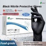 300Pcs Heavy-Duty Black Disposable Nitrile Gloves-Extra Large - Image 2