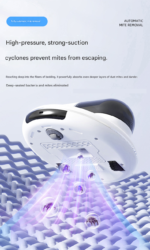 White Automatic Intelligent Walking Mite Removal Robot - UV Sterilisation, High Frequency Beating, Strong Suction, Wireless Rechargeable Bed Vacuum for Mattress, Sofa, Carpet, Pet Hair - Image 8