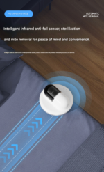 White Automatic Intelligent Walking Mite Removal Robot - UV Sterilisation, High Frequency Beating, Strong Suction, Wireless Rechargeable Bed Vacuum for Mattress, Sofa, Carpet, Pet Hair - Image 11