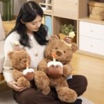30cm Birthday Cake Teddy Bear Plush Toy - Soft Hugging Pillow with Party Hat(Bear with a Cake) - Image 4