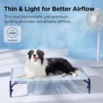 150 x 101 CM Blue Premium Wave Quiltied Pet Cooling Mat - Washable Self-Cooling Blanket with Anti-Stick Hair Surface & Non-Slip Base for Cats Dogs and Human Versatile Use - Image 3