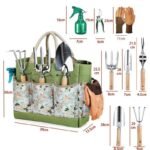 Premium 9-Piece Stainless Steel Garden Tool Set with Durable Storage Tote Bag - Heavy Duty Gardening Hand Kit with Ergonomic Wooden Handles, Pruning Shears and Spray Bottle - Image 4