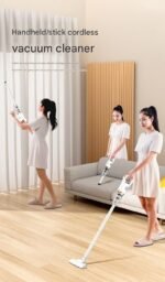 Green Cordless Handheld Vacuum Cleaner - 8500Pa Powerful Suction, 700mL Dust Cup, USB Rechargeable with 2000mAh Battery, 3 Brush Heads, 2 Extension Rods, Lightweight Stick Vacuum for Home, Car, Pet Hair, Carpet and Hardwood Floor Cleaning - Image 4