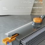 2-piece Grey V-Shaped Floor Scrub Brush and Suction Mop Holder Set - 360 Rotating Grout Cleaner, Heavy Duty Bristles, No Drill Wall Mount Storage, Space Saving Bathroom Cleaning Kit for Tiles and Corners - Image 5