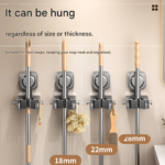 2-piece Grey V-Shaped Floor Scrub Brush and Suction Mop Holder Set - 360 Rotating Grout Cleaner, Heavy Duty Bristles, No Drill Wall Mount Storage, Space Saving Bathroom Cleaning Kit for Tiles and Corners - Image 10