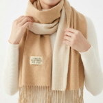 Khaki and Beige Double-Sided Reversible Imitation Cashmere Scarf for Women - Soft Warm Winter Neck Wrap with Classic Boho Tassel Edge, Solid Color Design for Versatile Styling - Cozy Everyday Accessory for Travel, Work & Casual Wear - Image 6